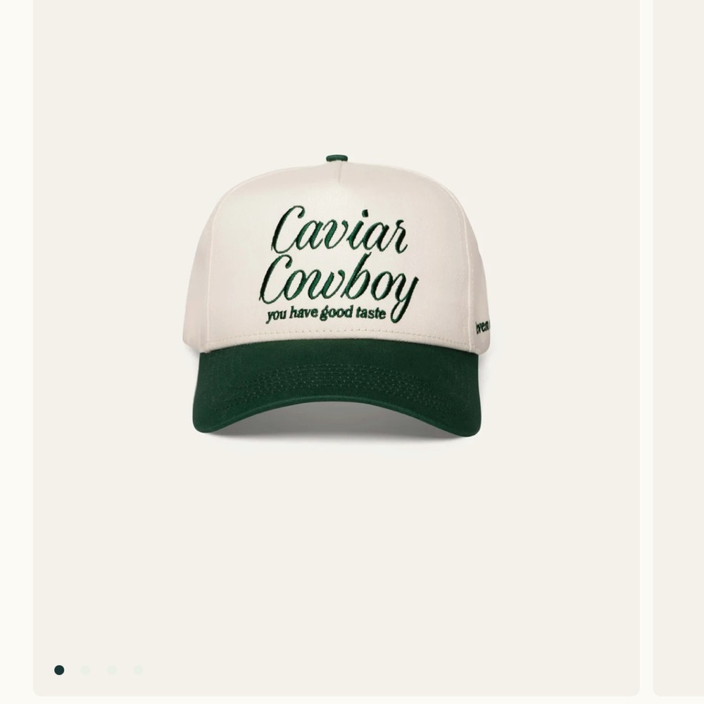Caviar Cowboy Creme and Green Cap